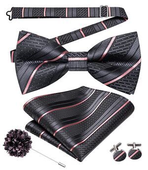 9031 Pretied Bow Ties Wedding Formal Bow Tie Handkerchief Cufflinks Lapel